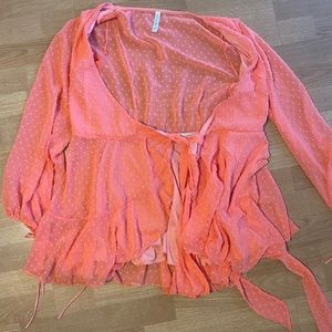 Lucy In The Sky Floral Coral Wraparound Dress